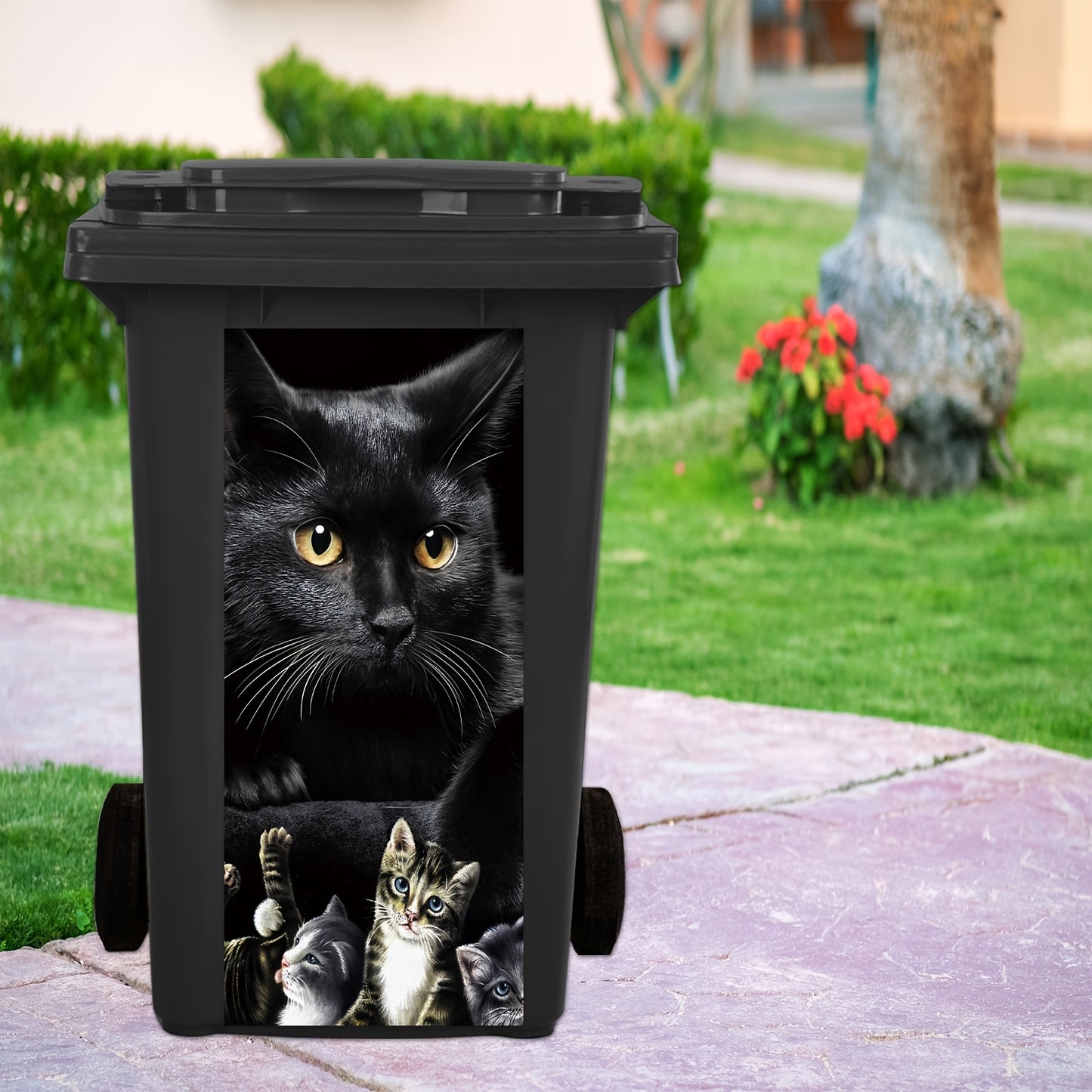 Container sticker Zwarte kat en kittens | PRE-ORDER