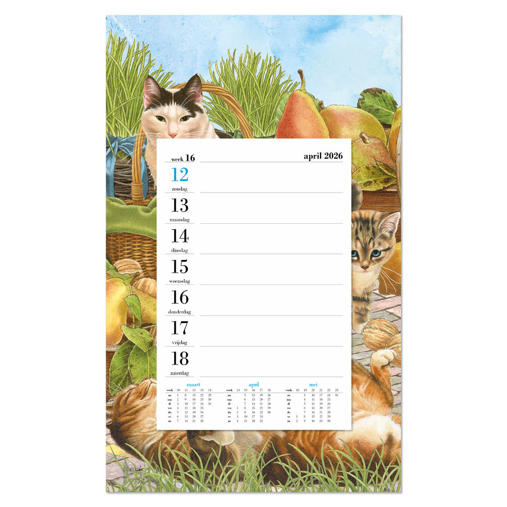 Franciens Katten Weekkalender op schild Fruitmand 2026