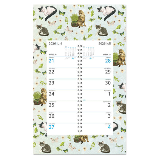 Franciens katten Weekkalender op schild Vlindertijd 2026