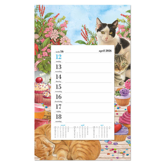 Franciens Katten Weekplanner op schild Cupcakes 2026