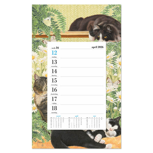 Franciens Katten Weekkalender op schild Bloemen 2026