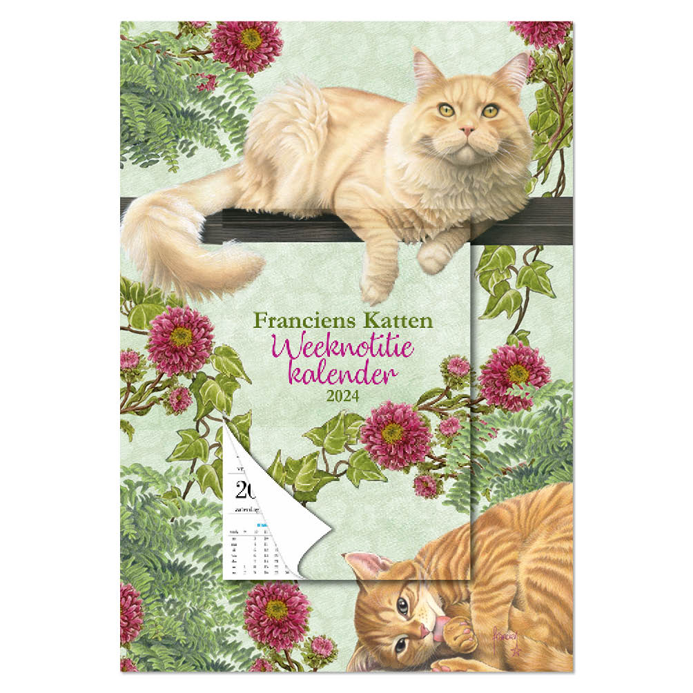 Franciens Katten Weeknotitie kalender 2024 op schild Groene Oase