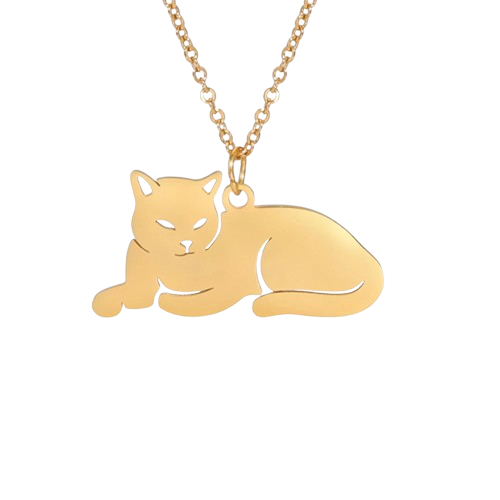 Kattenketting liggende kat | Goud