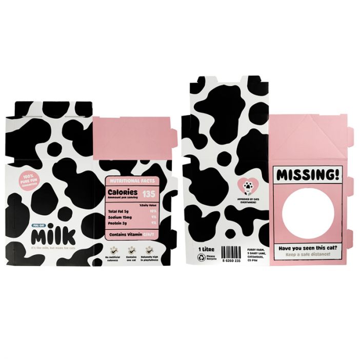 The Happy Catshop | Katten speelhuis karton "Melkpak met koeienvlekken"