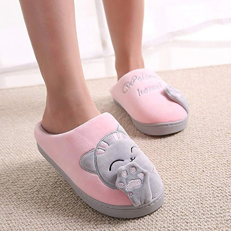 The Happy Cat Shop | Katten pantoffels met antislip zolen | Roze