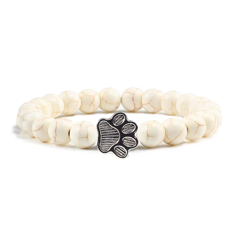 Kralen armband met kattenpootje | Créme