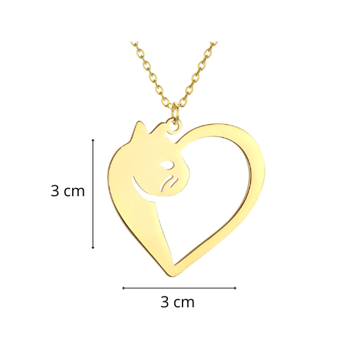 Ketting kat met half hartje goud "Thira"