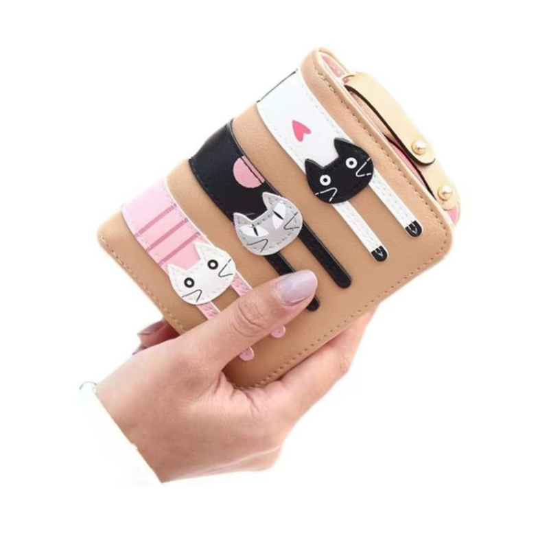 Katten portemonnee "Happy Cats" | Kaki