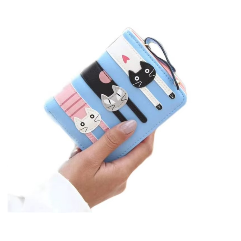 Katten portemonnee "Happy Cats" | Lichtblauw