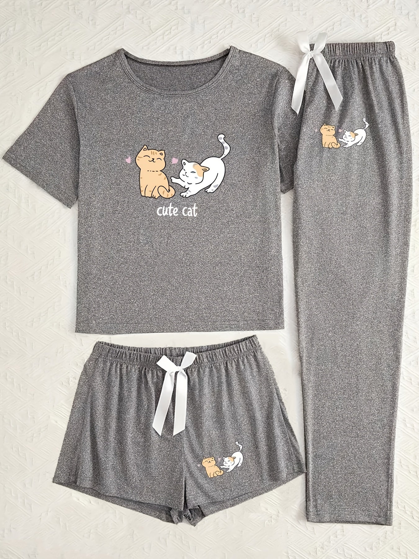 Katten pyjama set 3-delig grijs “Cute Cat” | PRE-ORDER