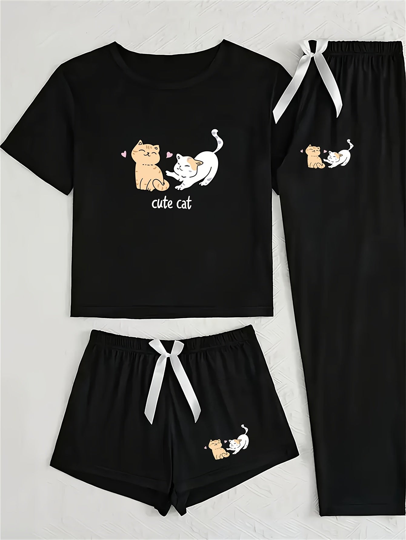 Katten pyjama set 3-delig zwart “Cute Cat” | PRE-ORDER