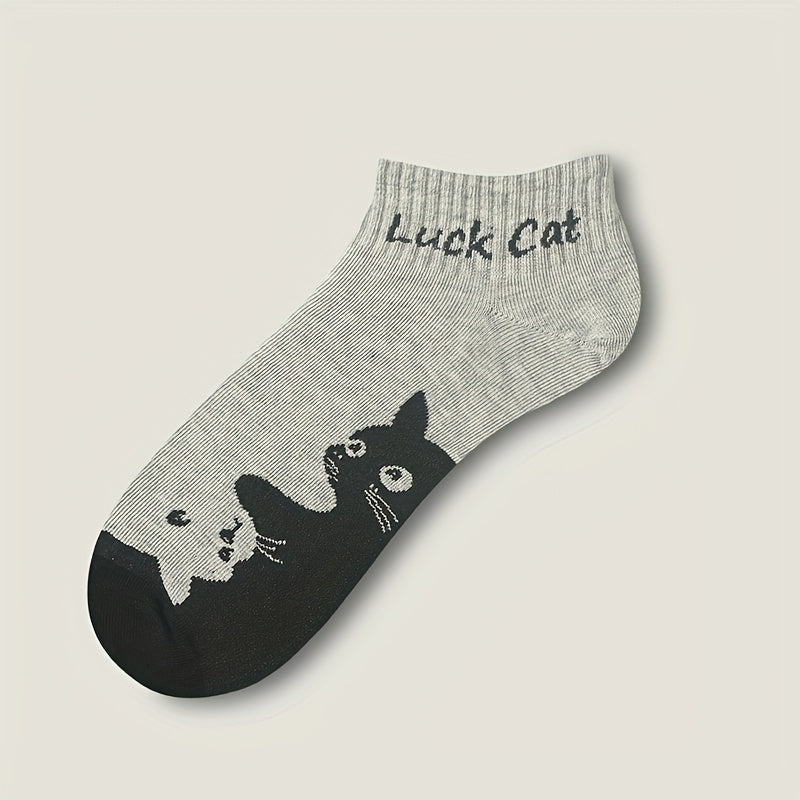 Katten sneaker sokken 5 paar “Luck Cat” | PRE-ORDER