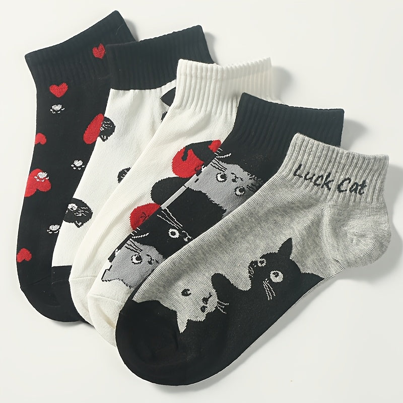 Katten sneaker sokken 5 paar “Luck Cat” | PRE-ORDER