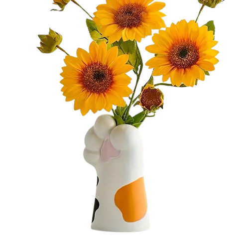 Katten-vaas-kattenpoot-zwart-bruin-gevlekt-14,5 cm