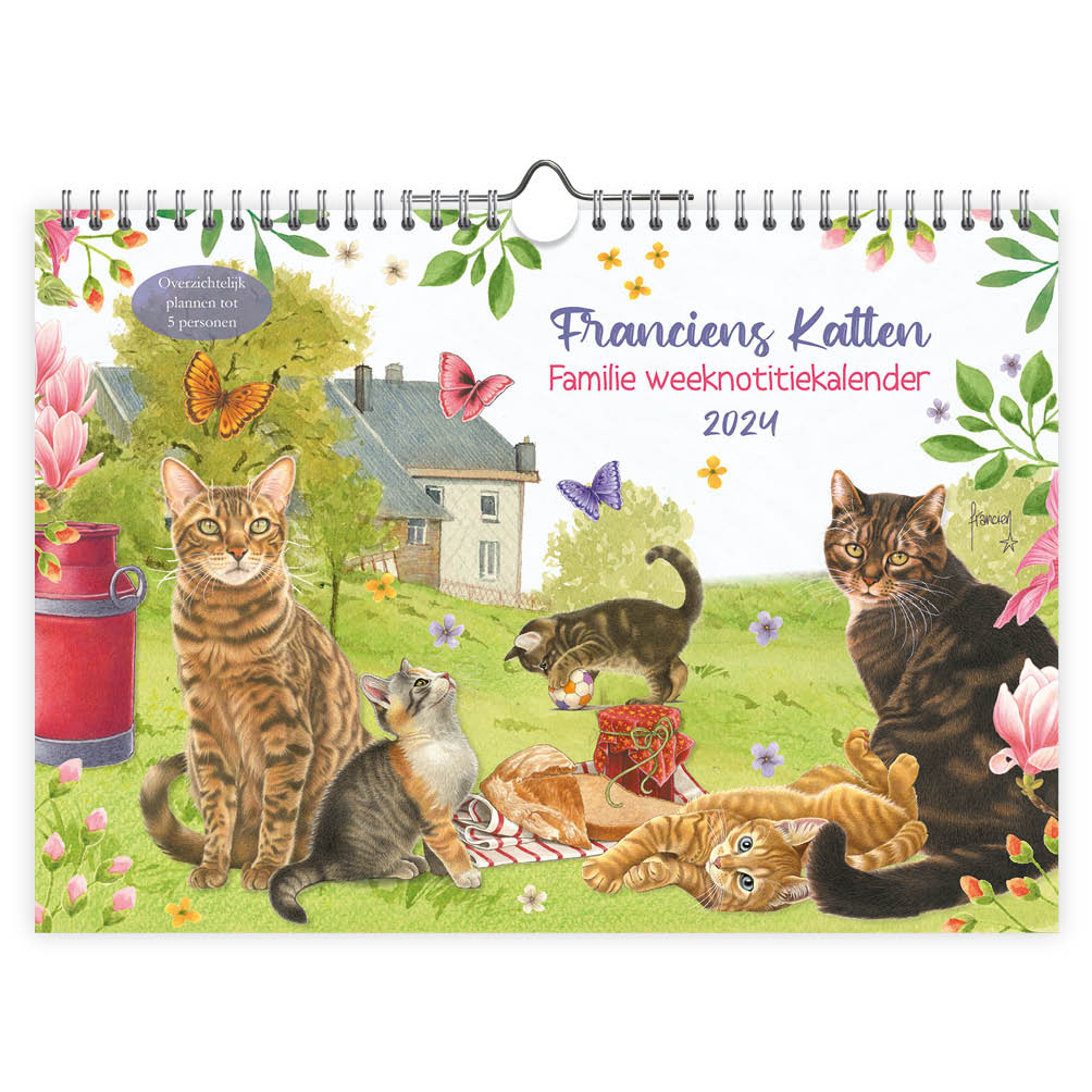 Familie WEEKnotitiekalender 2024 Franciens katten oblong