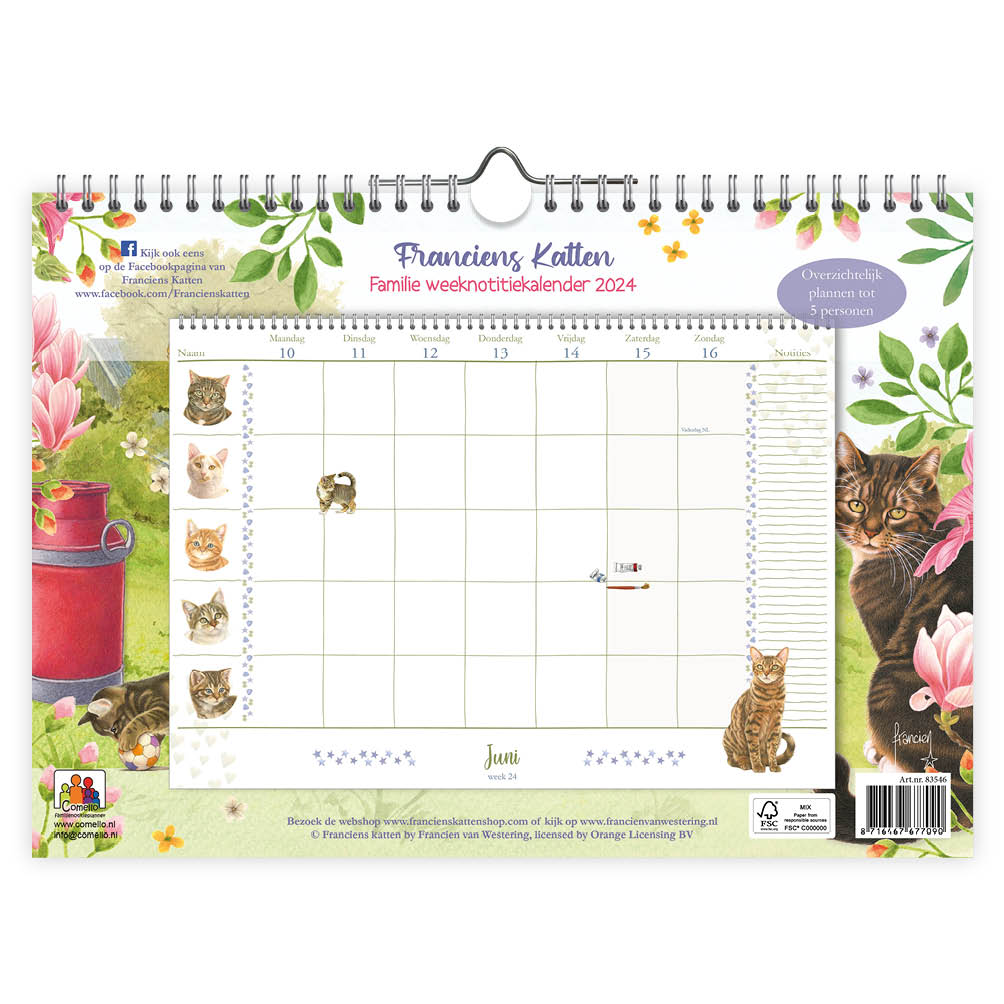 Familie WEEKnotitiekalender 2024 Franciens katten oblong