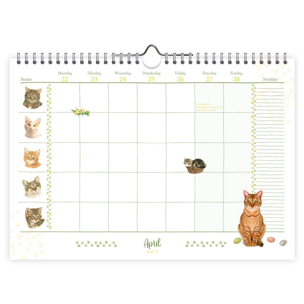 Familie WEEKnotitiekalender 2024 Franciens katten oblong