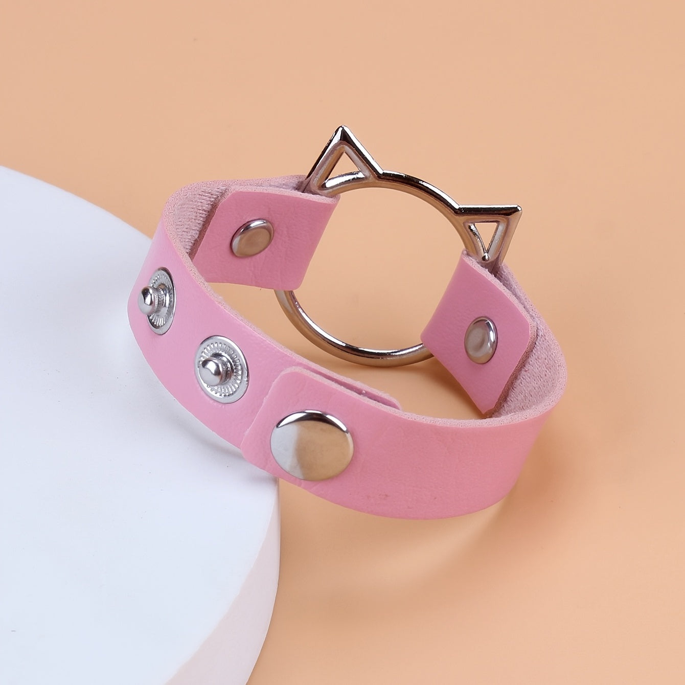 Roze armband kattenkop