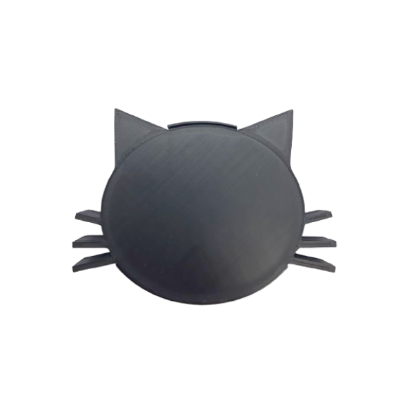 Kattenkop onderzetters 6 stuks zwart 3D geprint in zwart opbergbakje