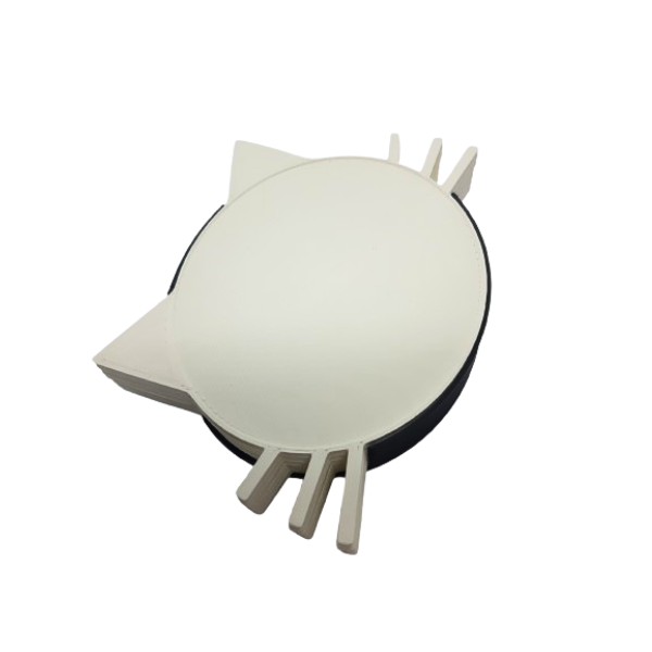 6 stuks 3d geprint witte kattenkop onderzetters in zwart bakje
