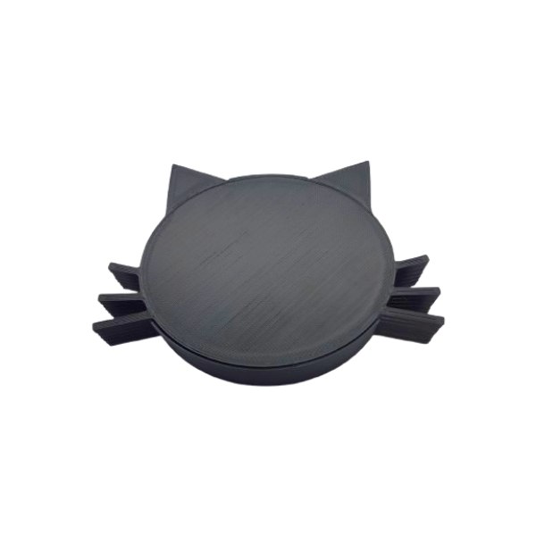 Katten onderzetters 6 stuks zwart in houder 3D geprint
