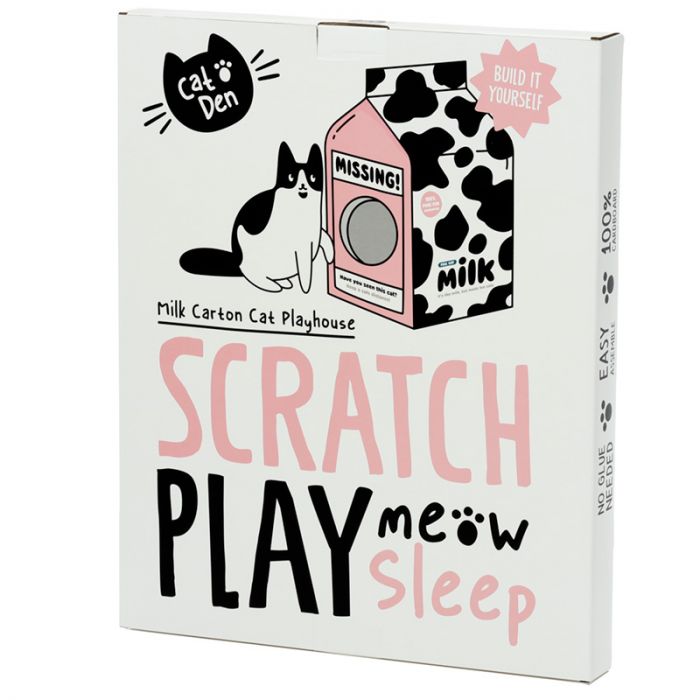The Happy Catshop | Katten speelhuis karton "Melkpak met koeienvlekken"