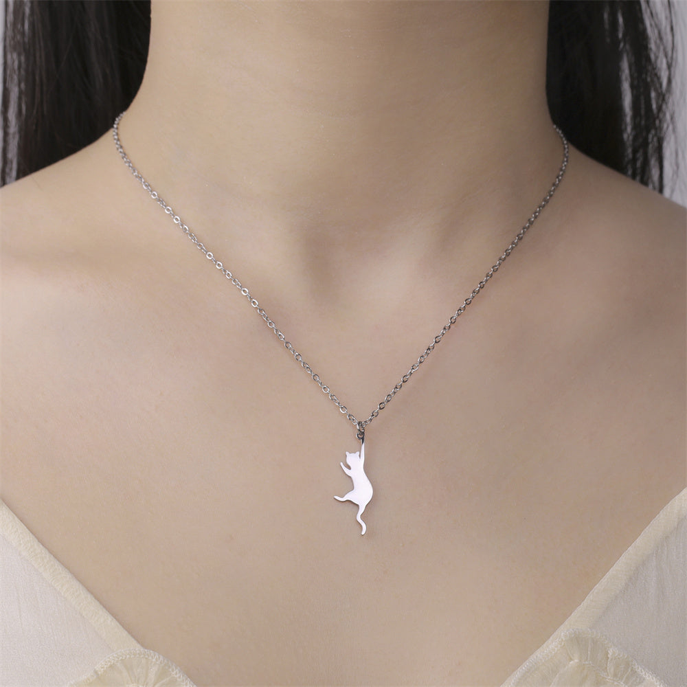 Kattenketting hangende kat zilver RVS "Purrfectly Hanging"