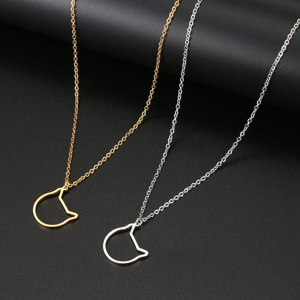 Ketting goudkleurig schuin hangend kattenkoppie "Roxy"