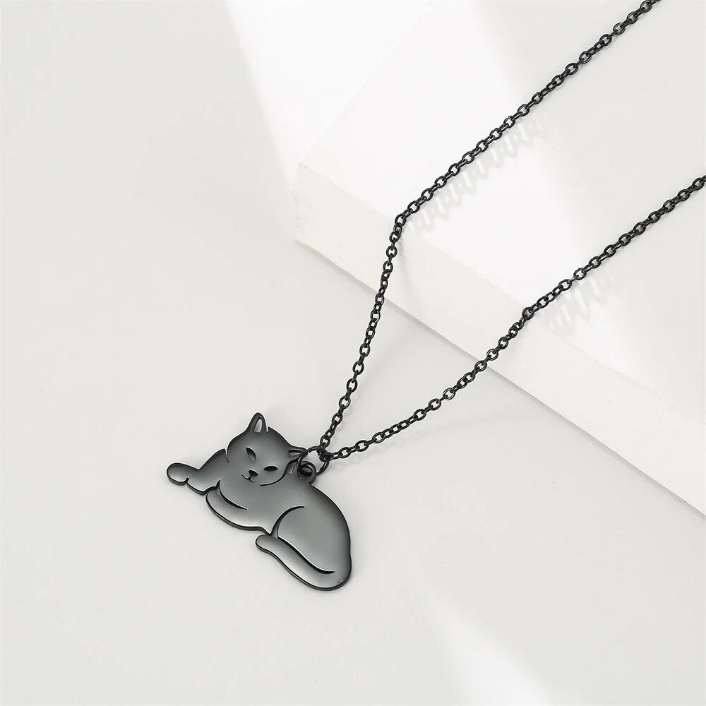 Kattenketting liggende kat | Zwart
