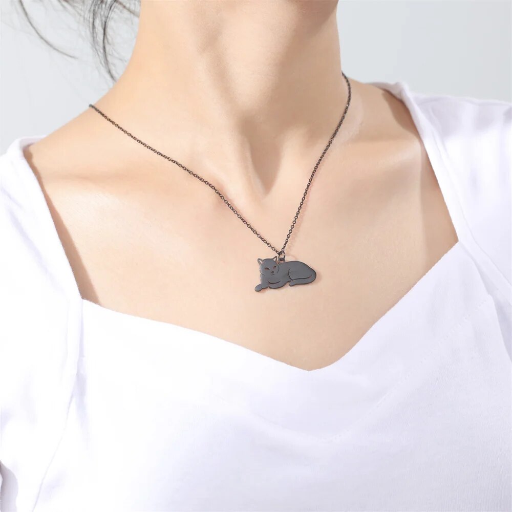 Kattenketting liggende kat | Zwart