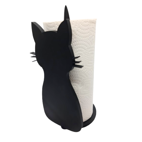 Keukenrolhouder kat zwart