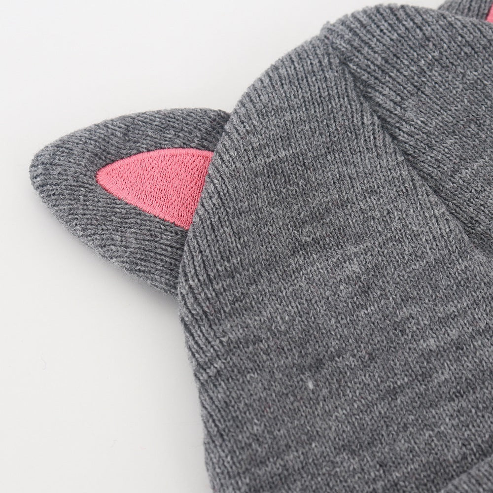 Kattenmuts met oortjes en kattensnoet | Grijs