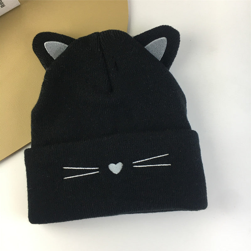 Kattenmuts met oortjes en kattensnoet | Zwart