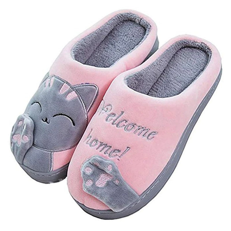 The Happy Cat Shop | Katten pantoffels met antislip zolen | Roze