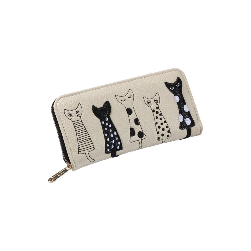 Katten portemonnee groot | Beige "The cats"