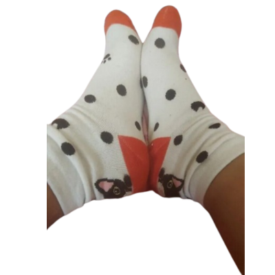 Kattensokken 5 paar met kattenkop, strepen en stippen