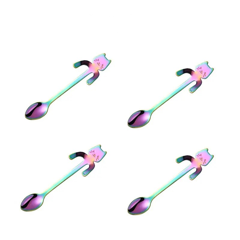 Katten theelepel Regenboog "Just Chilling" | 4 stuks