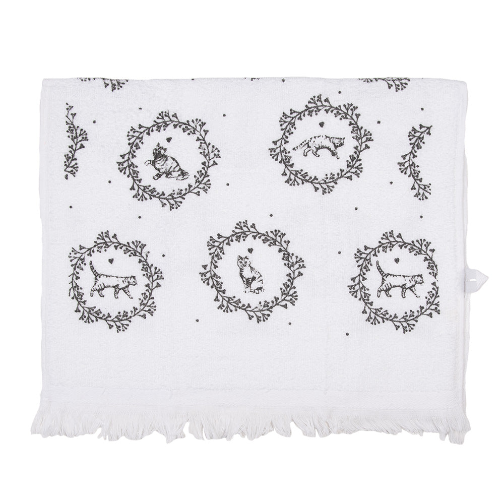 Keukendoek / handdoek katten in bloemen cirkel