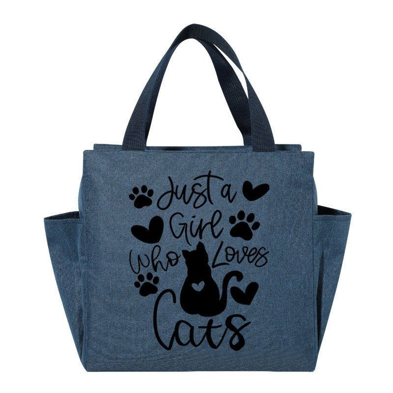 Koeltas blauw “Just a girl who loves cats” | PRE-ORDER