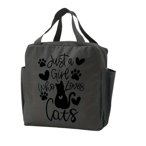 Koeltas zwart “Just a girl who loves cats” | PRE-ORDER