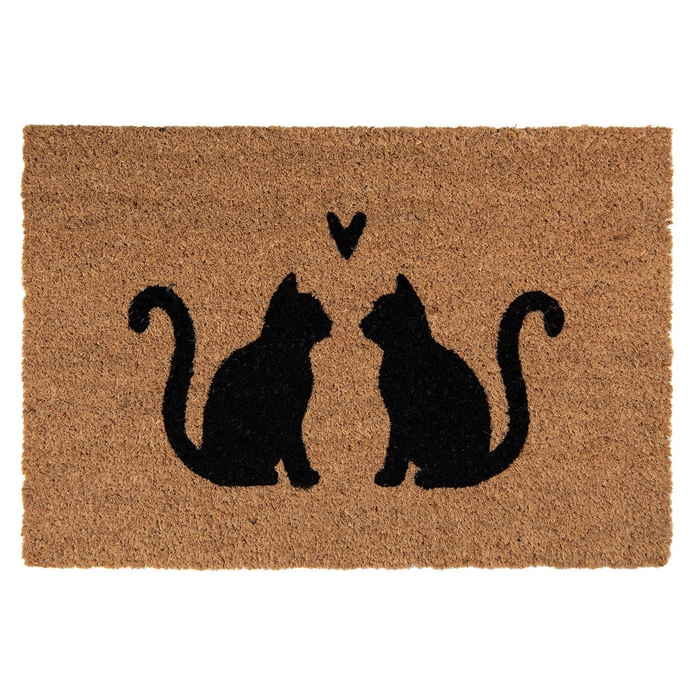 Kokos deurmat katten – silhouette katten met hartje