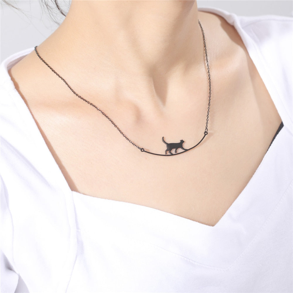 Ketting Zwart “Kat in balans”