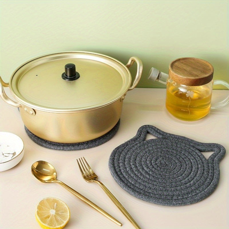 Pannenonderzetter kattenkop donkergrijs