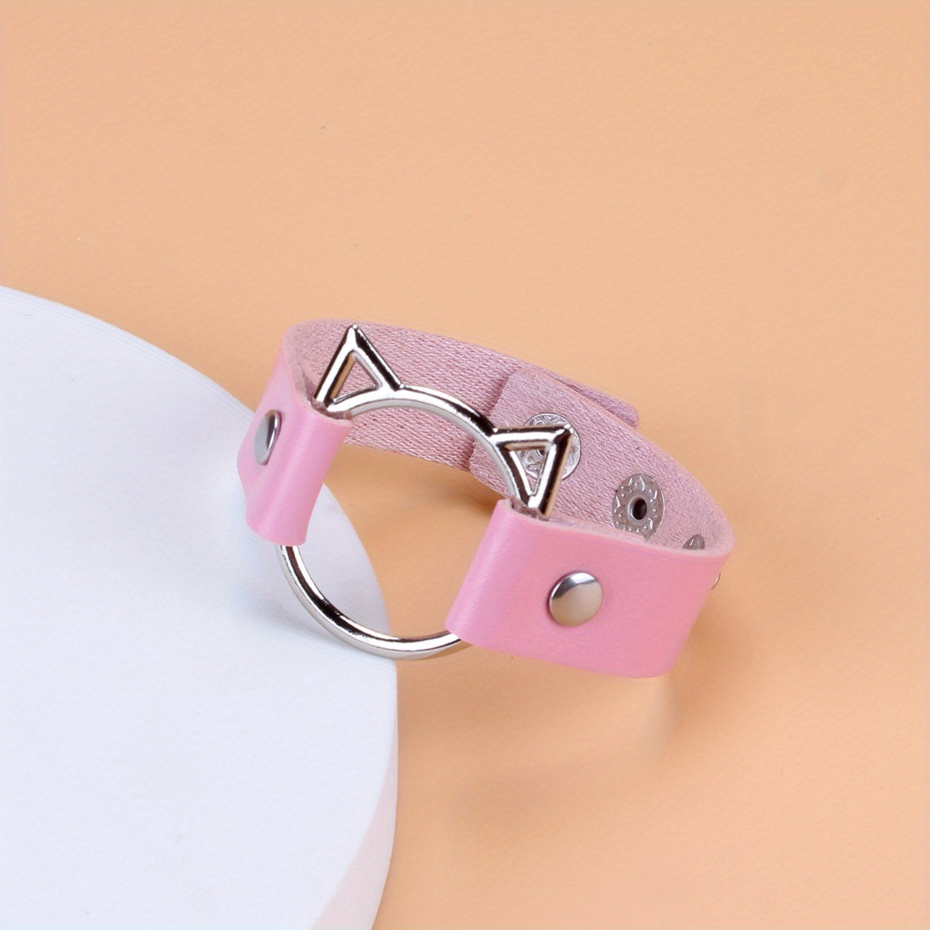 Roze armband kattenkop