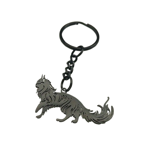 Sleutelhanger kat Maine Coon silhouet Zwart