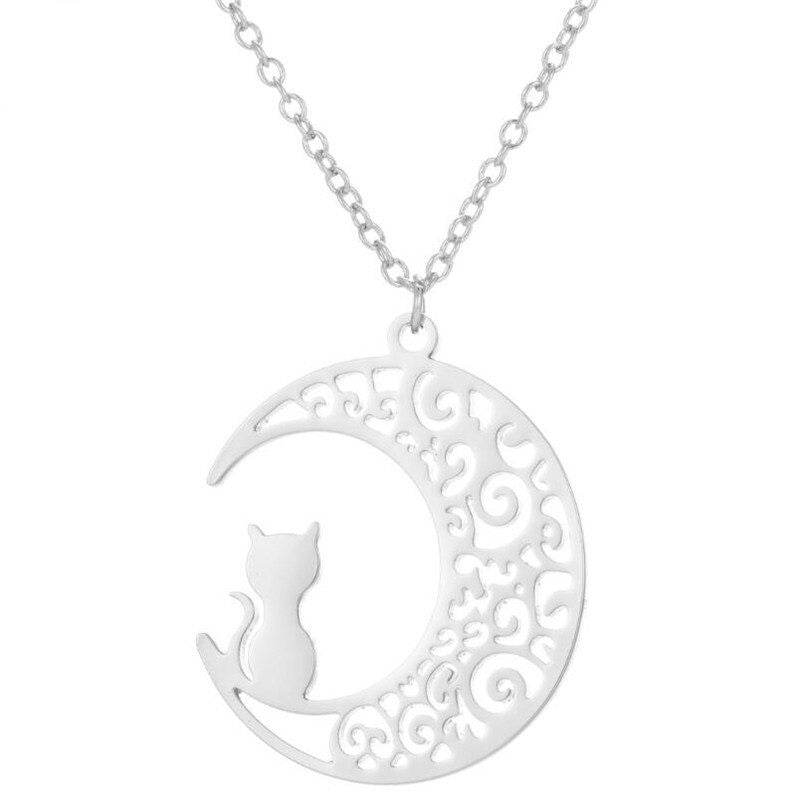 Katten ketting Zilverkleurig "Cat on the moon"