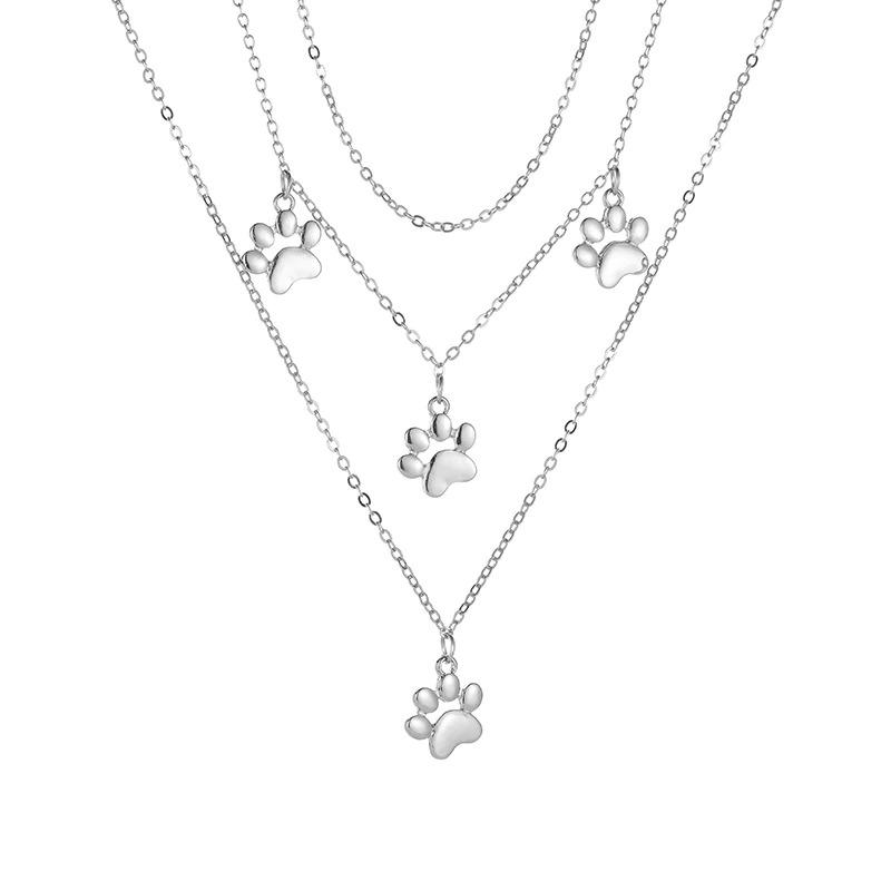 Katten ketting zilver 3 lagen "kattenpootjes"