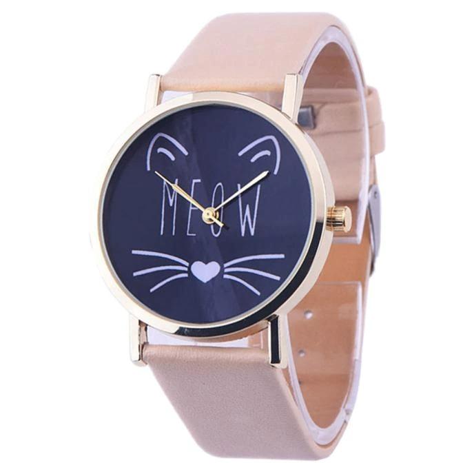 Katten horloge "Meow" | Ivoor