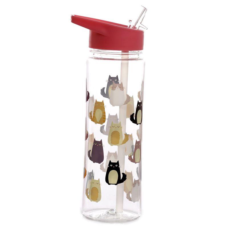Katten herbruikbare waterfles met inklapbaar rietje