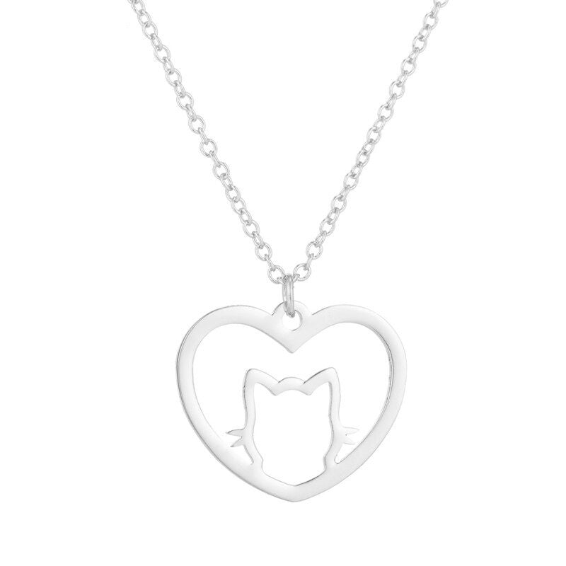 Cadeaukaart zwart-wit met katten ketting "In your heart"